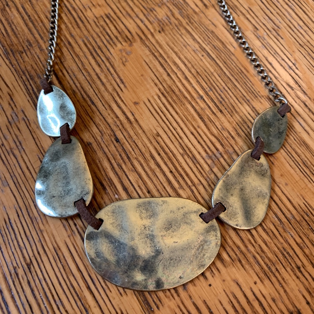 3 for $25 | Leather & hammered metal necklace NWT